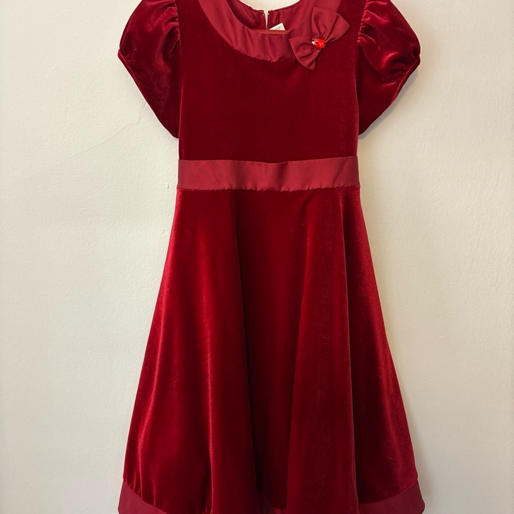 GOODLAD OF PHILADELPHIA RED VELVET BOW HOLIDAY CHRISTMAS DRESS SIZE 6-6x